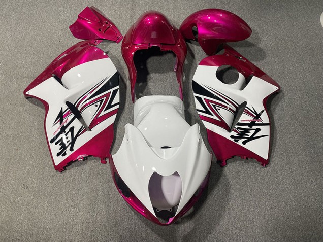 1997-2007 Blanc Brillant & Rose GSXR 1300 Carénage Moto 1997-2007 Blanc Brillant & Rose GSXR 1300 Carénage Moto