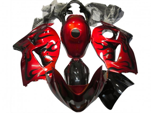 1997-2007 Rouge & Noir Flamme GSXR 1300 Carénage Moto 1997-2007 Rouge & Noir Flamme GSXR 1300 Carénage Moto