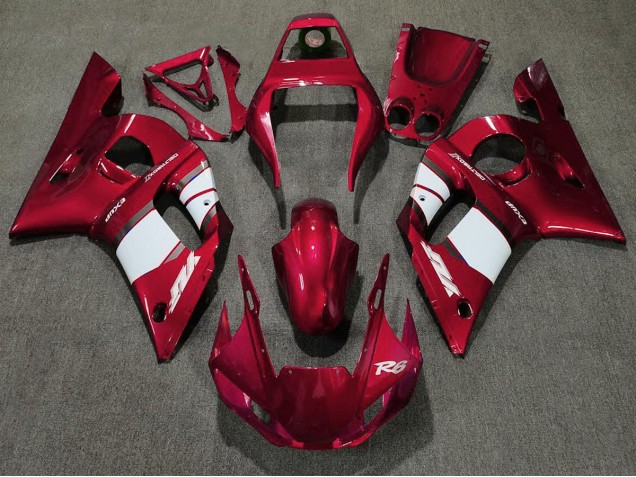 1998-2002 Rouge Profond & Blanc R6 Carénage Moto 1998-2002 Rouge Profond & Blanc R6 Carénage Moto