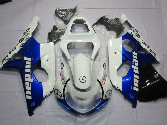 2000-2002 Jordan Blu E Bianco GSXR 1000 Carénage Moto 2000-2002 Jordan Blu E Bianco GSXR 1000 Carénage Moto