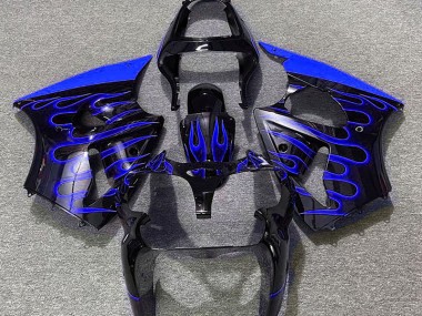 2000-2002 Noir Brillant & Bleu Flamme ZX6R Carénage Moto