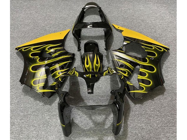 2000-2002 Noir Brillant & Jaune Flamme ZX6R Carénage Moto 2000-2002 Noir Brillant & Jaune Flamme ZX6R Carénage Moto