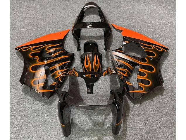 2000-2002 Noir Brillant & Orange Flamme ZX6R Carénage Moto 2000-2002 Noir Brillant & Orange Flamme ZX6R Carénage Moto