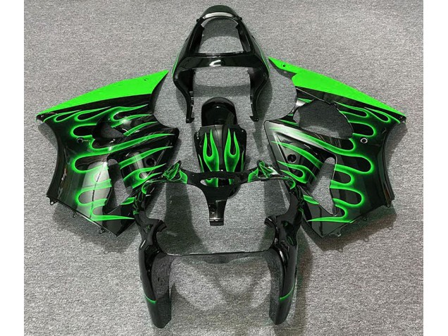 2000-2002 Noir Brillant & Vert Flamme ZX6R Carénage Moto 2000-2002 Noir Brillant & Vert Flamme ZX6R Carénage Moto