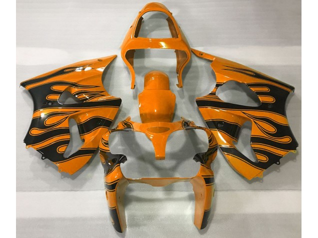 2000-2002 Orange & Noir Flamme ZX6R Carénage Moto 2000-2002 Orange & Noir Flamme ZX6R Carénage Moto