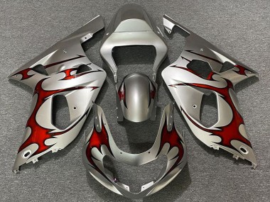 2001-2003 Argent Brillant & Rouge GSXR 600-750 Carénage Moto