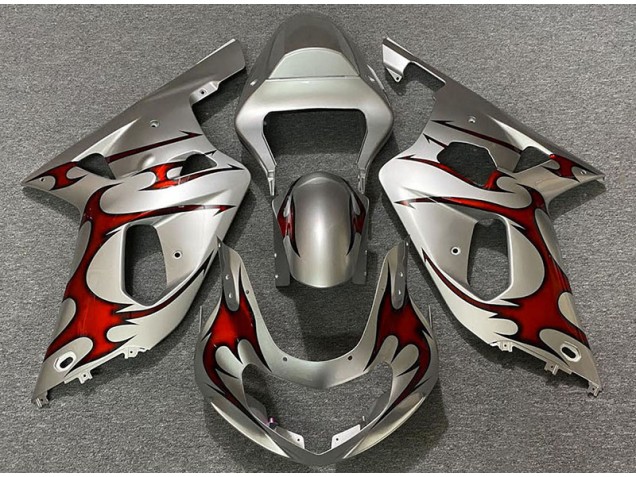 2001-2003 Argent Brillant & Rouge GSXR 600-750 Carénage Moto 2001-2003 Argent Brillant & Rouge GSXR 600-750 Carénage Moto