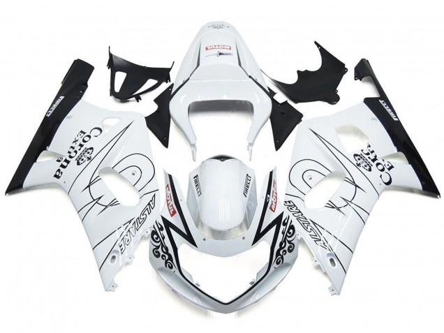 2001-2003 Blanc Brillant Corona & Noir GSXR 600-750 Carénage Moto 2001-2003 Blanc Brillant Corona & Noir GSXR 600-750 Carénage Moto