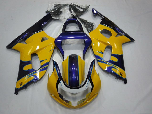 2001-2003 Jaune Bleu GSXR 600-750 Carénage Moto 2001-2003 Jaune Bleu GSXR 600-750 Carénage Moto