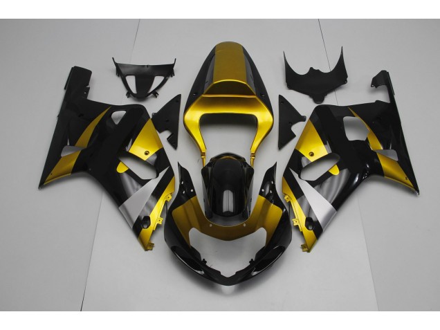2001-2003 Noir Brillant & Or GSXR 600-750 Carénage Moto 2001-2003 Noir Brillant & Or GSXR 600-750 Carénage Moto
