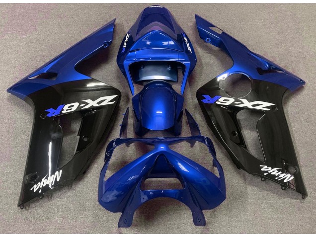 2003-2004 Bleu Brillant & Noir ZX6R Carénage Moto 2003-2004 Bleu Brillant & Noir ZX6R Carénage Moto