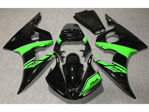 2003-2004 Noir Brillant & Vert R6 Carénage Moto 2003-2004 Noir Brillant & Vert R6 Carénage Moto