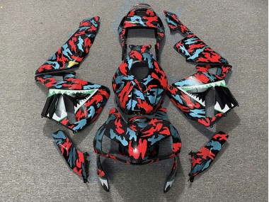 2003-2004 Rouge & Bleu Camo CBR600RR Carénage Moto