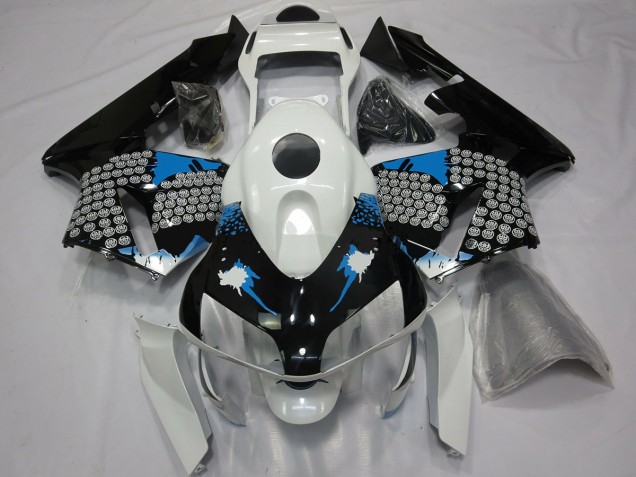 2003-2004 Éclaboussures Bleues Blanches & Noires CBR600RR Carénage Moto 2003-2004 Éclaboussures Bleues Blanches & Noires CBR600RR Carénage Moto