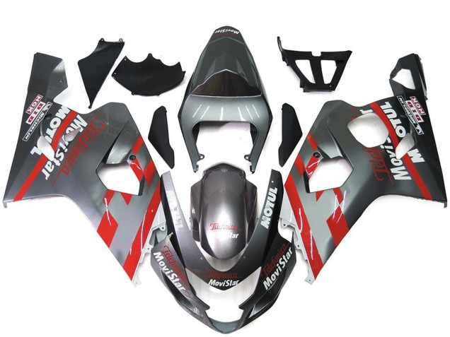 2004-2005 Argent & Rouge Movistar GSXR 600-750 Carénage Moto 2004-2005 Argent & Rouge Movistar GSXR 600-750 Carénage Moto