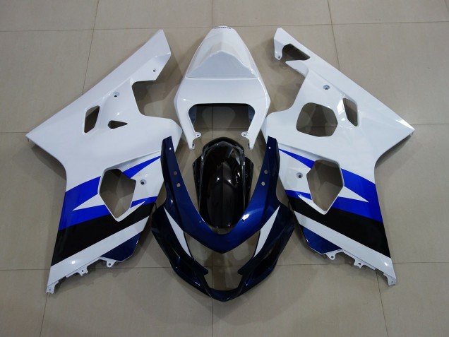 2004-2005 Blanc Brillant & Bleu Profond GSXR 600-750 Carénage Moto 2004-2005 Blanc Brillant & Bleu Profond GSXR 600-750 Carénage Moto
