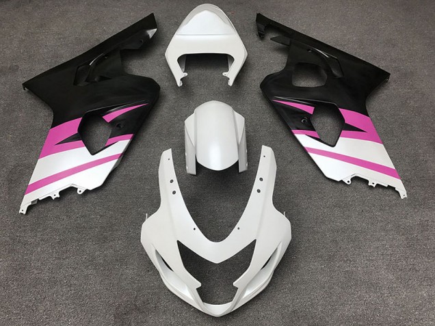2004-2005 Blanc Mat & Rose GSXR 600-750 Carénage Moto 2004-2005 Blanc Mat & Rose GSXR 600-750 Carénage Moto