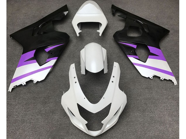 2004-2005 Blanc Mat & Violet GSXR 600-750 Carénage Moto 2004-2005 Blanc Mat & Violet GSXR 600-750 Carénage Moto