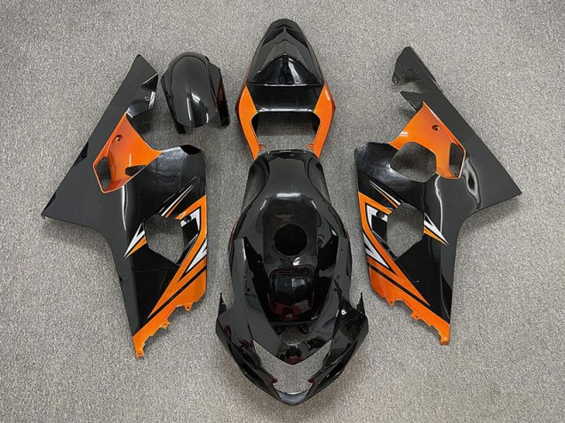 2004-2005 Noir Brillant & Orange GSXR 600-750 Carénage Moto 2004-2005 Noir Brillant & Orange GSXR 600-750 Carénage Moto