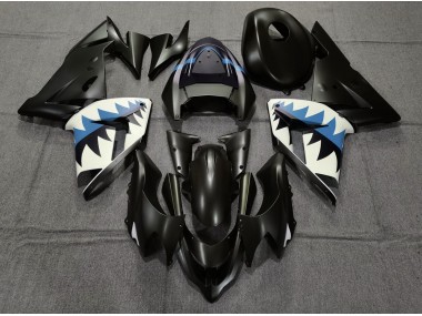 2004-2005 Requin Noir Mat & Bleu Clair ZX10R Carénage Moto