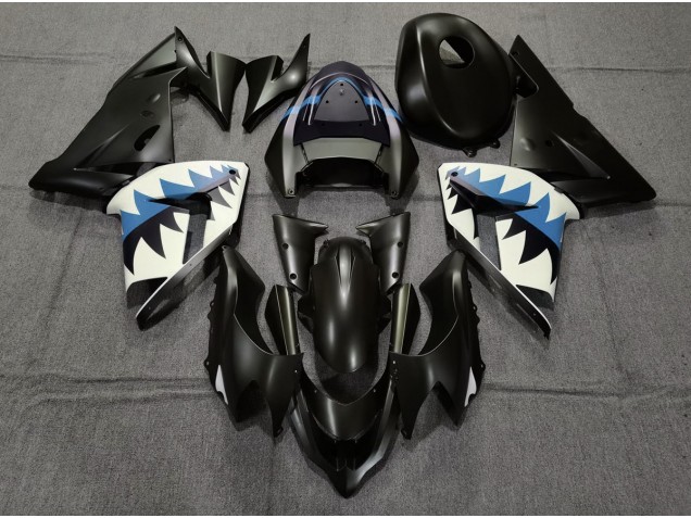 2004-2005 Requin Noir Mat & Bleu Clair ZX10R Carénage Moto 2004-2005 Requin Noir Mat & Bleu Clair ZX10R Carénage Moto