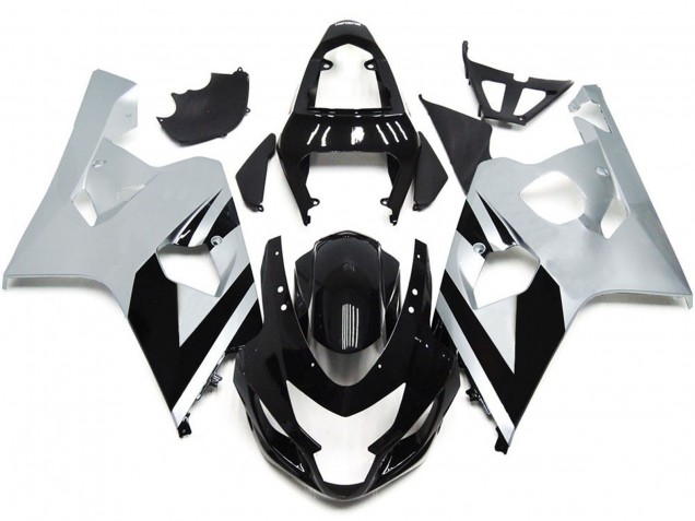 2004-2005 Style Argent & Noir Brillant OEM GSXR 600-750 Carénage Moto 2004-2005 Style Argent & Noir Brillant OEM GSXR 600-750 Carénage Moto
