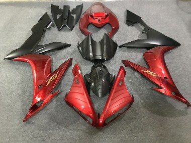 2004-2006 Style Rouge Marron & Fibre De Carbone R1 Carénage Moto