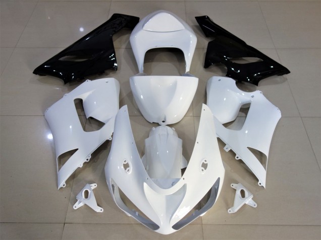 2005-2006 Blanc Brillant & Noir ZX6R Carénage Moto 2005-2006 Blanc Brillant & Noir ZX6R Carénage Moto
