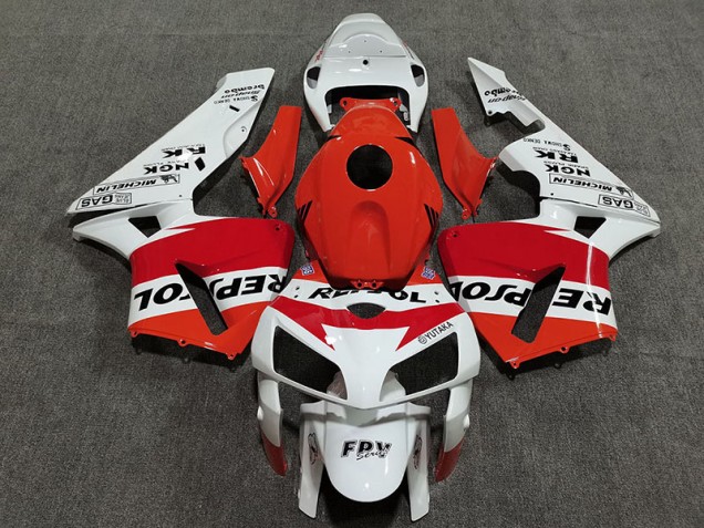 2005-2006 Blanc Rouge & Orange Repsol CBR600RR Carénage Moto 2005-2006 Blanc Rouge & Orange Repsol CBR600RR Carénage Moto