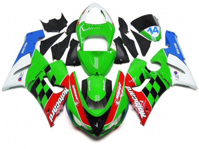2005-2006 Chèque Multicolore ZX6R Carénage Moto 2005-2006 Chèque Multicolore ZX6R Carénage Moto