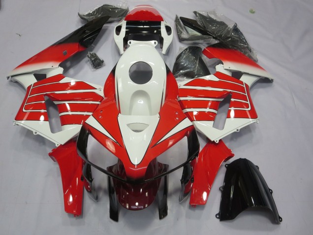 2005-2006 Grandes Rayures Rouges & Blanches CBR600RR Carénage Moto 2005-2006 Grandes Rayures Rouges & Blanches CBR600RR Carénage Moto