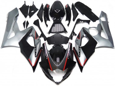 2005-2006 Noir & Argent Brillant Avec Rouge GSXR 1000 Carénage Moto
