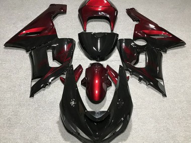 2005-2006 Noir Brillant & Rouge Profond ZX6R Carénage Moto