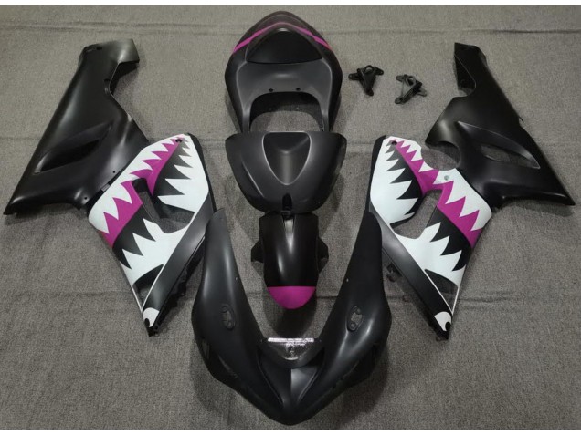 2005-2006 Requin Noir Mat & Rose ZX6R Carénage Moto 2005-2006 Requin Noir Mat & Rose ZX6R Carénage Moto
