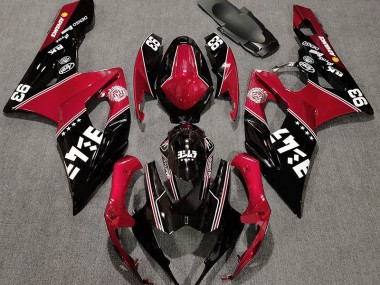 2005-2006 Rouge Brillant & Noir Personnalisé GSXR 1000 Carénage Moto