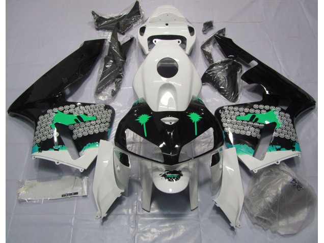 2005-2006 Éclaboussures Turquoise Sur Noir Brillant CBR600RR Carénage Moto