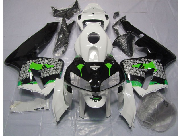 2005-2006 Éclaboussures Vertes Sur Noir Brillant CBR600RR Carénage Moto