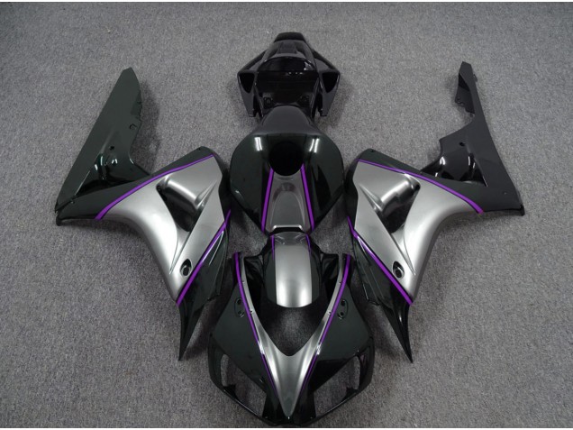 2006-2007 Argent Avec Rayures Violettes Foncées CBR1000RR Carénage Moto 2006-2007 Argent Avec Rayures Violettes Foncées CBR1000RR Carénage Moto