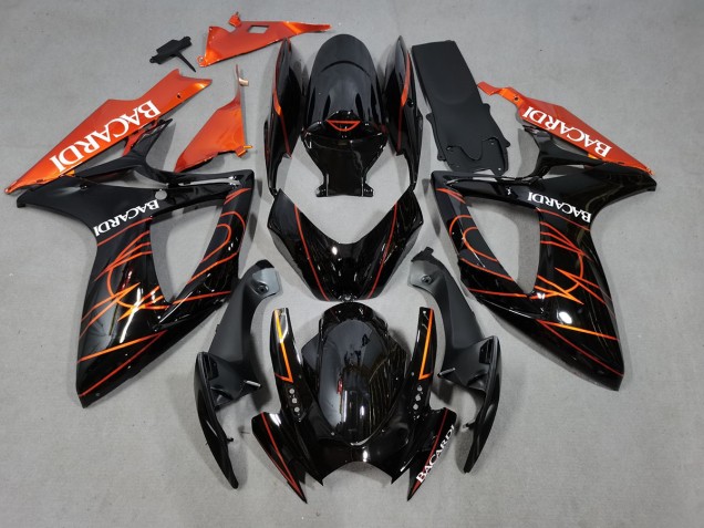 2006-2007 Bacardi Noir & Orange GSXR 600-750 Carénage Moto 2006-2007 Bacardi Noir & Orange GSXR 600-750 Carénage Moto