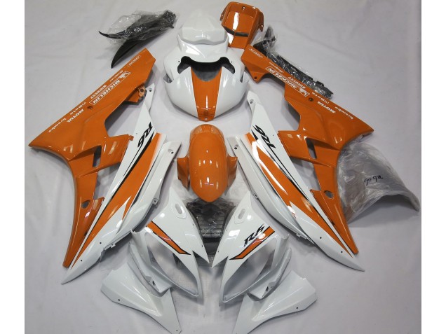 2006-2007 Blanc Brillant & Orange R6 Carénage Moto 2006-2007 Blanc Brillant & Orange R6 Carénage Moto