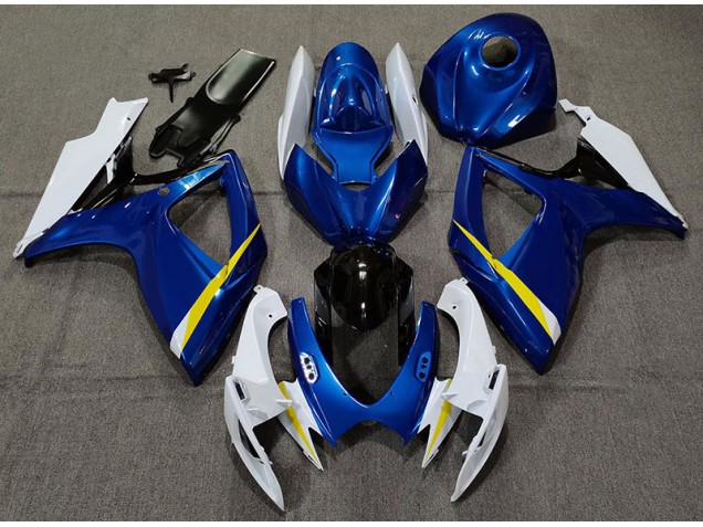2006-2007 Bleu Brillant Blanc & Jaune GSXR 600-750 Carénage Moto 2006-2007 Bleu Brillant Blanc & Jaune GSXR 600-750 Carénage Moto