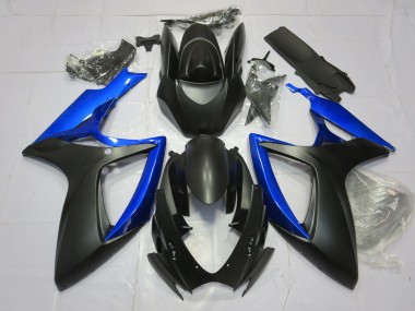 2006-2007 Bleu Brillant & Noir Mat GSXR 600-750 Carénage Moto