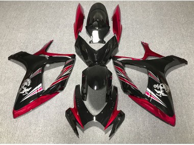 2006-2007 Design Rouge Brillant & Noir GSXR 600-750 Carénage Moto
