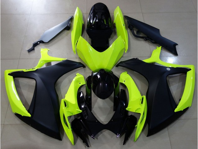 2006-2007 Jaune Brillant & Noir GSXR 600-750 Carénage Moto 2006-2007 Jaune Brillant & Noir GSXR 600-750 Carénage Moto
