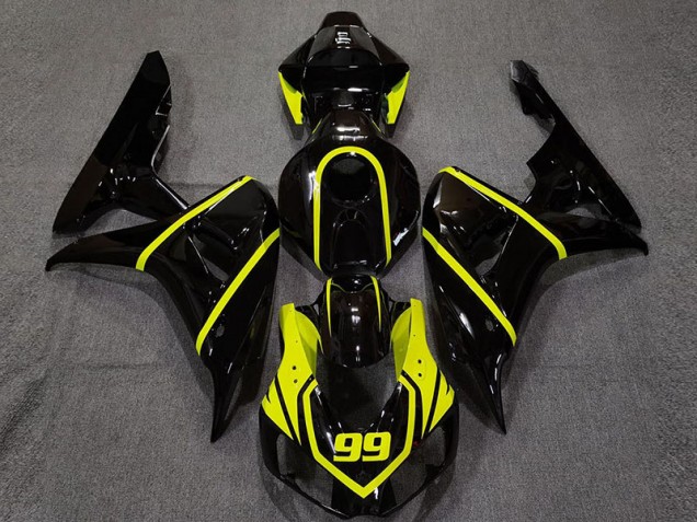 2006-2007 Noir Brillant & Jaune Vif CBR1000RR Carénage Moto