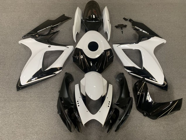 2006-2007 Noir Mat & Blanc Brillant GSXR 600-750 Carénage Moto 2006-2007 Noir Mat & Blanc Brillant GSXR 600-750 Carénage Moto