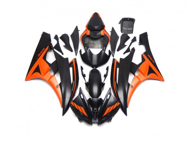 2006-2007 Noir Mat & Orange Personnalisés R6 Carénage Moto 2006-2007 Noir Mat & Orange Personnalisés R6 Carénage Moto