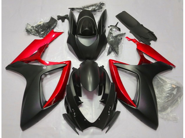 2006-2007 Noir Mat & Rouge GSXR 600-750 Carénage Moto 2006-2007 Noir Mat & Rouge GSXR 600-750 Carénage Moto