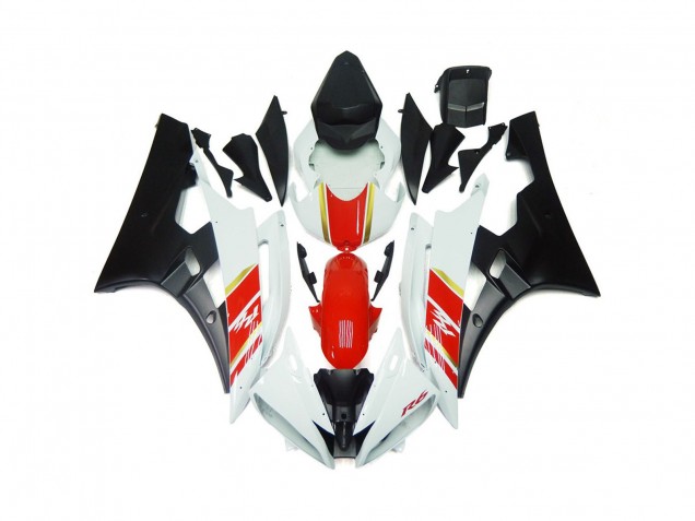 2006-2007 Noir Mat & Rouge Personnalisés Avec Blanc R6 Carénage Moto 2006-2007 Noir Mat & Rouge Personnalisés Avec Blanc R6 Carénage Moto