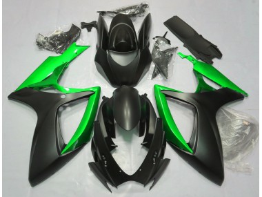 2006-2007 Noir Mat & Vert GSXR 600-750 Carénage Moto
